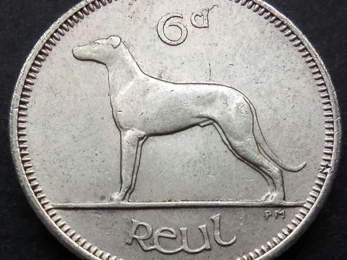[#490] - Ireland 1959 | Irish 6p | Six Pence | Wolfhound | KM.13a