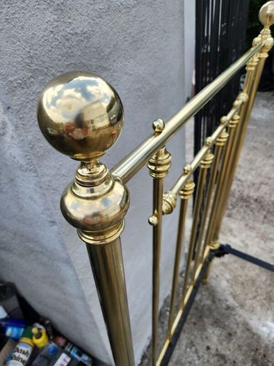 19th Cent three foot wide all brass bed . polished.