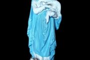 Large 32" Vintage Madonna &amp; Child Chalkware Statue