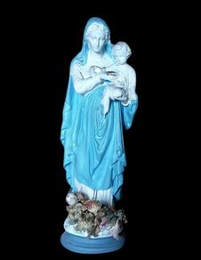 Large 32" Vintage Madonna & Child Chalkware Statue