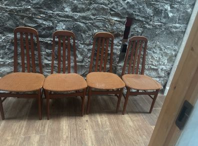 Mid century x 4 high back chairs