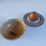 Rare ? Small red dog or pig pattern bowl and old rose eggcup Image 10