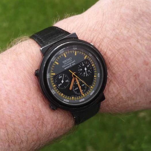Seiko Black Giugiaro Alien 'Ripley' Chronograph 7A28-7000 Gents Watch 1st Edition circa 1986
