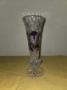 Vintage Hofbauer Red Bird Crystal Vase