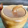 Vintage Apple Shaped Wood Jar Container Round Wooden Box 1960s 70s Image 8