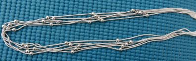 Vintage 925 Sterling Silver Multi Strand 5 Layer Bead Ball Chain Necklace 22.4g L-18"