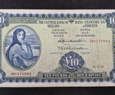 Ireland 1968 Lady Lavery 10 Pound Banknote