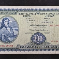 Ireland 1968 Lady Lavery 10 Pound Banknote
