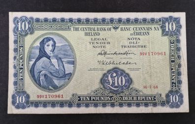 Ireland 1968 Lady Lavery 10 Pound Banknote