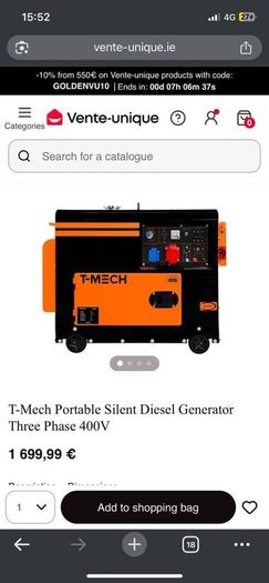 T mech portable 6.5kw Diesel Generator
