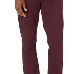 Amazon Essentials Mens Chino Trousers Burgundy 34W x 29L