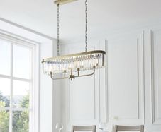 Antique Brass 4 Light Over Island Fitting