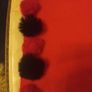 Red/Black Pashmina/Shawl with Fur Pom Poms Image 3