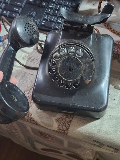 2 Black Metal Rotary Dial Telephones for parts or repair, 1930s rotary sets, Postage available or Collection