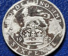 1922 United Kingdom Silver 6 Pence - George V coin