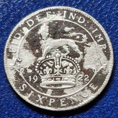 1922 United Kingdom Silver 6 Pence - George V coin