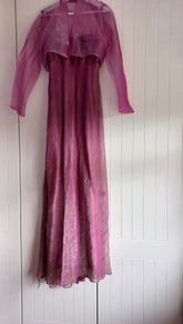 Australian designer Karen Merkel  Cerise Pink and Forest Green  size 10/12 dress for sale