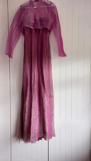 Australian designer Karen Merkel  Cerise Pink and Forest Green  size 10/12 dress for sale