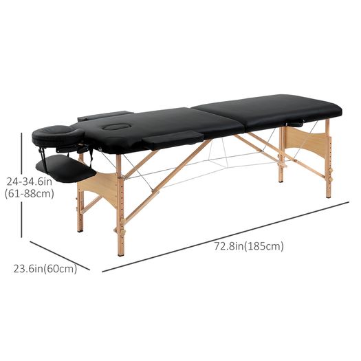 Massage Table Bed 9 levels Adjustable Portable Massage Table with Arm Rest Black