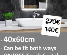 LED Bathroom Mirror 40x60 or 60x40cm