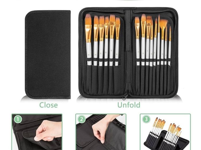 Artist Paintbrush Set of 18 Different Shapes with Palette,1 Pallete Knife,1 Sponge,Painting Brushes Kit with Organizing Case for Acrylic Oil Watercolor Gouache for Beginners Professionals