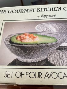Vintage Boxed Rayware The Gourmet Kitchen Italian Glass Avocado