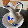 Small Handmade Hand Painted Pottery Bowl & Jug Image 6