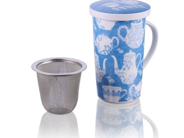Large Porcelain Tea Cup 350ml with Infuser and Lid