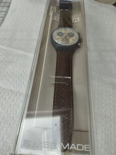 Swatch Vintage Watch SCN118 'Smokey' Brown leather strap.