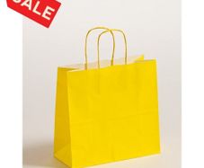 Job lot of 50 Paper bags twisted handles yellow medium