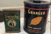 Antique Granger pipe Tobacco and Tuxedo Tabasco tins American tins