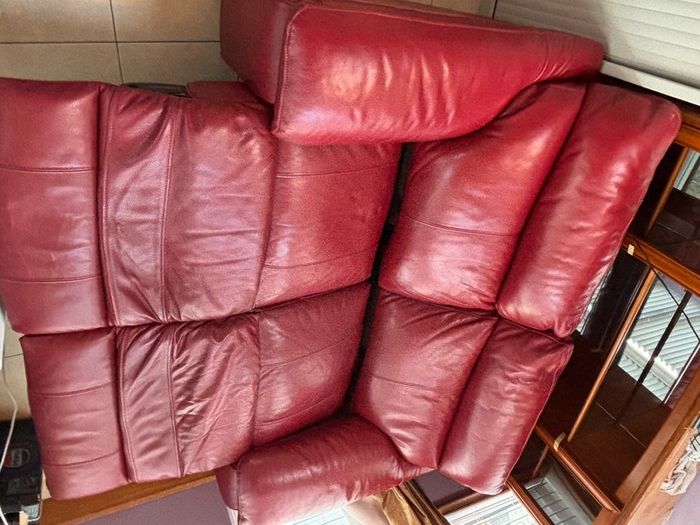 Red Leather 2 seater recliner