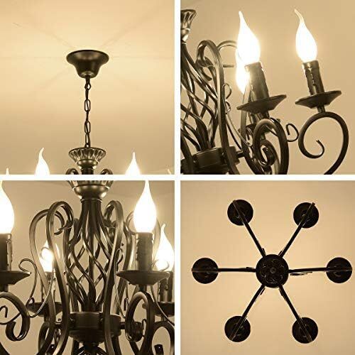 Iron Chandelier Antique Candle Style Black 6 Lights