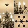 Iron Chandelier Antique Candle Style Black 6 Lights Image 3