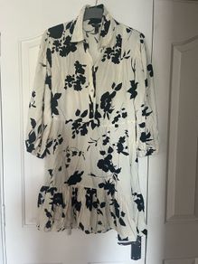 Brand new river island cream and black cotton shirt dress