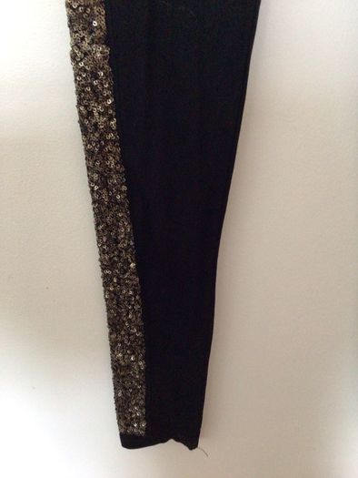 BNWTS Next Girls Black Leggings With Gold sequin stripe age 12 Yrs postage Included