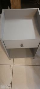 Grey bedside locker from Ikea