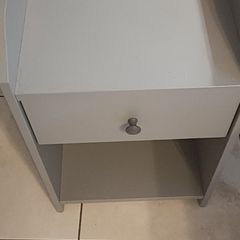 Grey bedside locker from Ikea