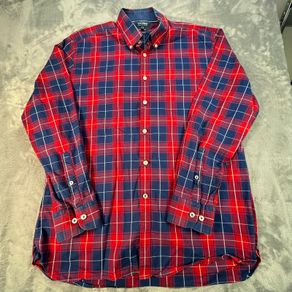 T.M. Lewin Shirt Mens Large Check Business Casual Long Sleeve Button Up