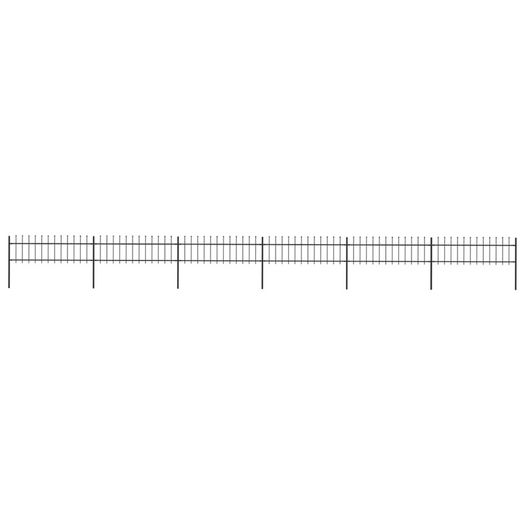 Garden Fence with Spear Top Steel 10.2x0.6 m Black