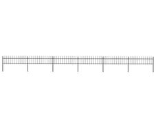 Garden Fence with Spear Top Steel 10.2x0.6 m Black