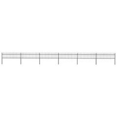 Garden Fence with Spear Top Steel 10.2x0.6 m Black