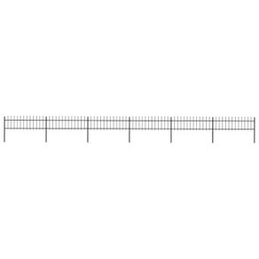 Garden Fence with Spear Top Steel 10.2x0.6 m Black