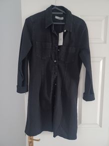 Black denim coat dress XL