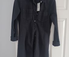 Black denim coat dress XL
