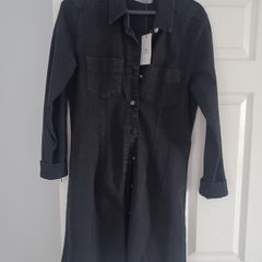 Black denim coat dress XL