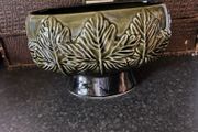 Vintage Sylvac 4207 Green Oval Pedestal Vase or Planter