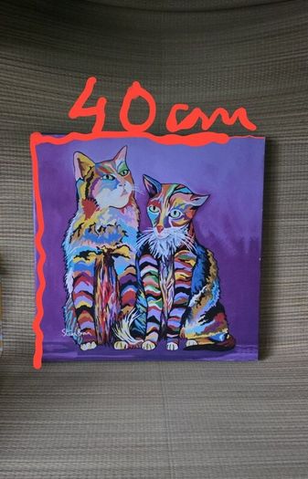 Steven Brown cat print on canvas