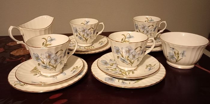 Rare Vintage Duchess, Blue Floral Coffee Set.Fine Bone China,England.