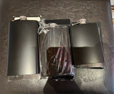 new 3pcs Stainless Steel Hip Flask 8/9/10 Oz Black Matte Paint Outdoor Camping Portable Hip Flask